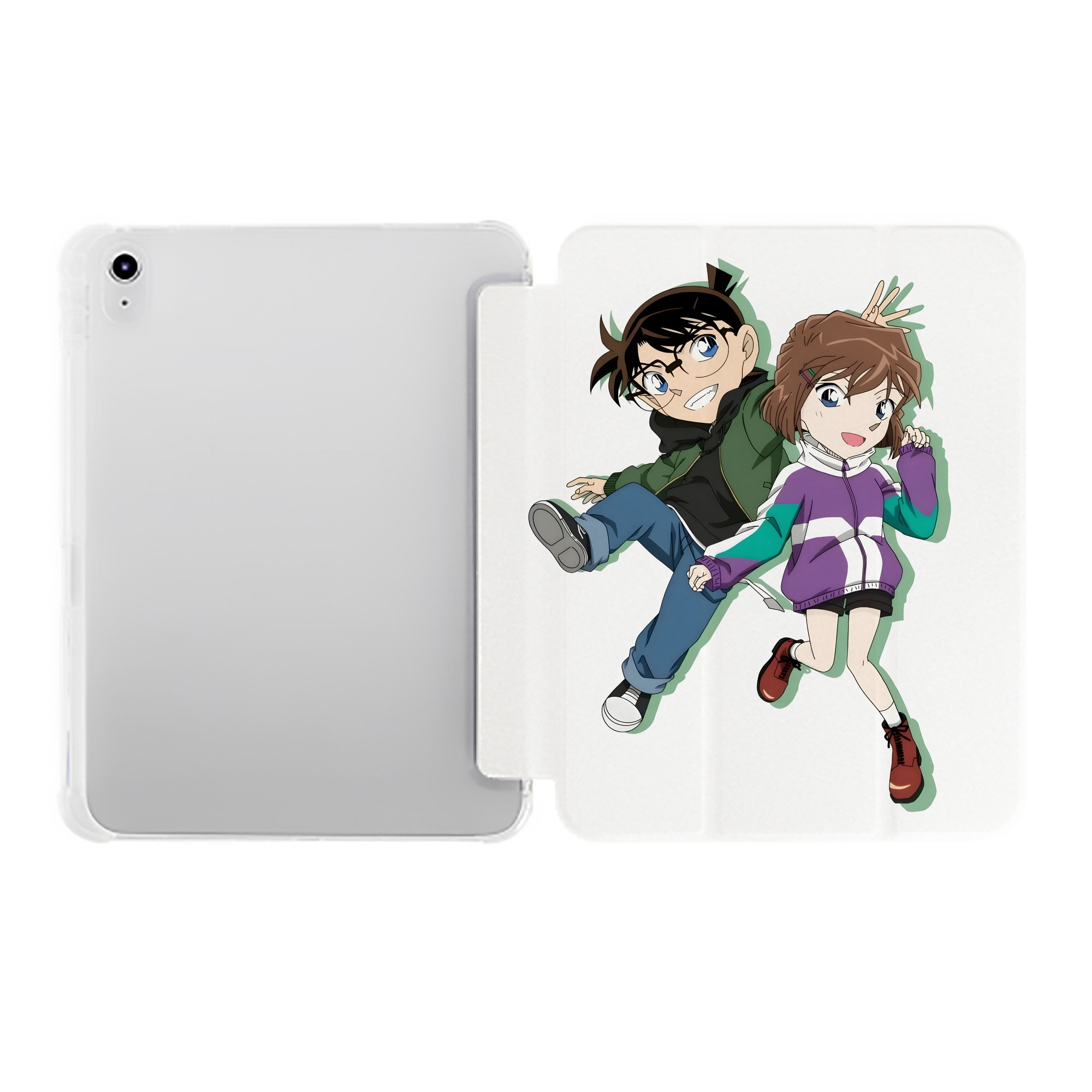 （画像用） 名探偵コナン 灰原 哀 はいばら あい Detective Conan Anita Hailey、Vi Graythorn Haibara Ai IPad ケース ペン収納付き 三つ折りスタンド PUレザー×シリコン 対応機種9.5/10.5/10.9インチ